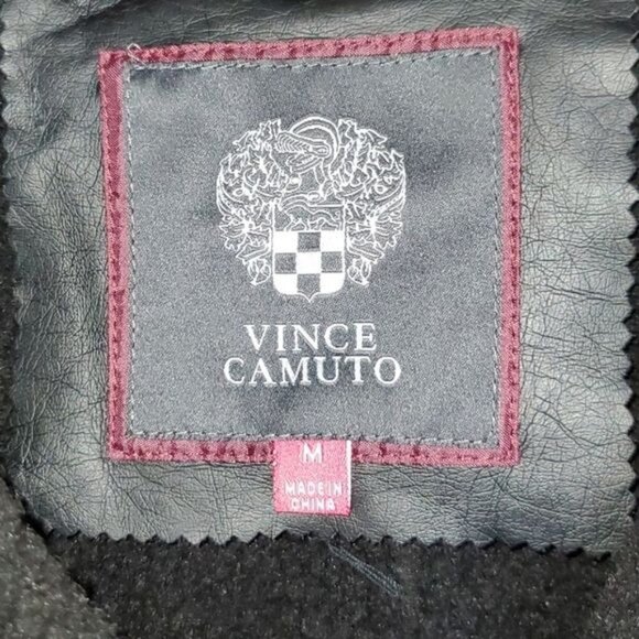 Vince Camuto Sz. M Black Faux Suede Sherpa Lined Zippered Vest with Pockets - Picture 4 of 10